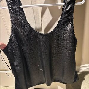 Elegant Black Sequin Tank Top